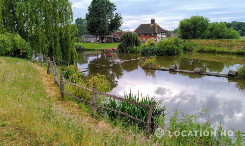 farmhouse with lake view