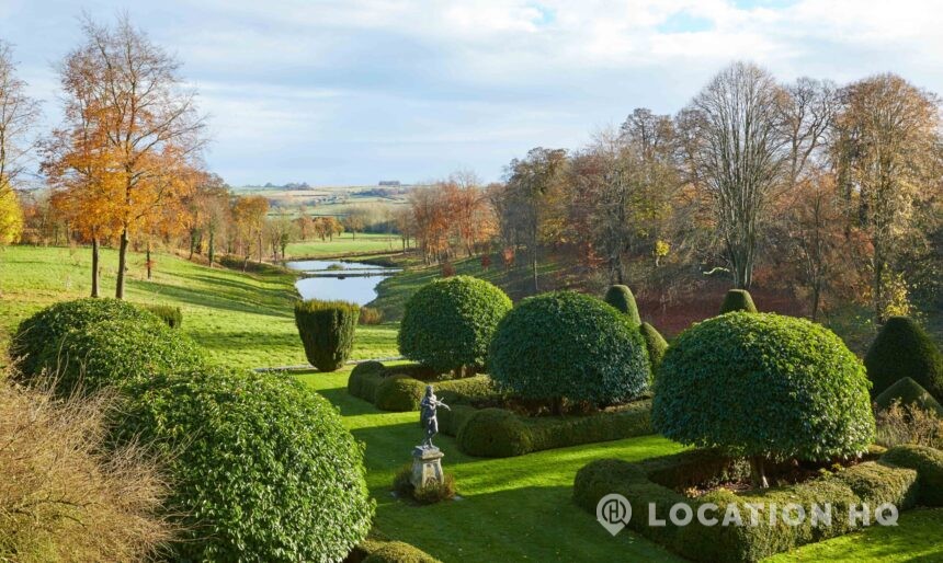 manor estate with gardens